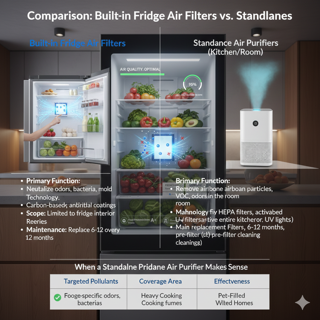 Built-in Fridge Air Filters vs. Standalone Air Purifiers